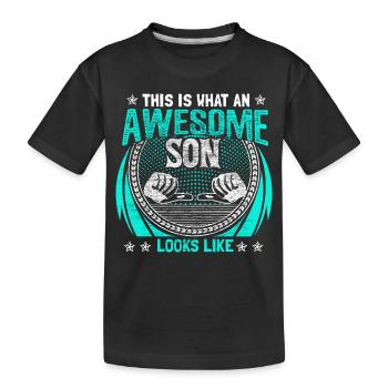 Sohn Familie Eltern - Kinder Premium Bio T-Shirt - Schwarz - Vorne