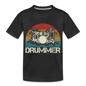 Schlagzeug Band Geschenkidee - Kinder Premium Bio T-Shirt - Schwarz - Vorne