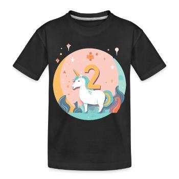2nd Birthday Unicorn - Kids' Premium Organic T-Shirt - black - Front