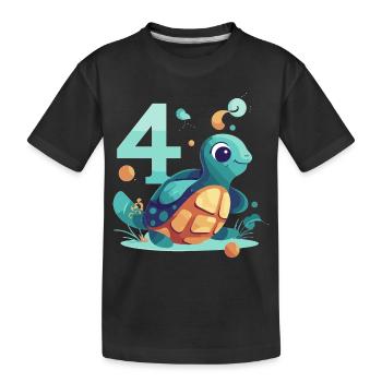 Tortue du 4e anniversaire - T-shirt bio Premium Enfant - noir - Devant