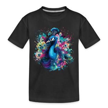 Plume de paon exotique coloré coloré Art - T-shirt bio Premium Enfant - noir - Devant
