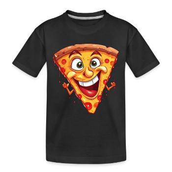Pizza Pizza Tranche Visage Rires Pizzeria Drôle - T-shirt bio Premium Enfant - noir - Devant