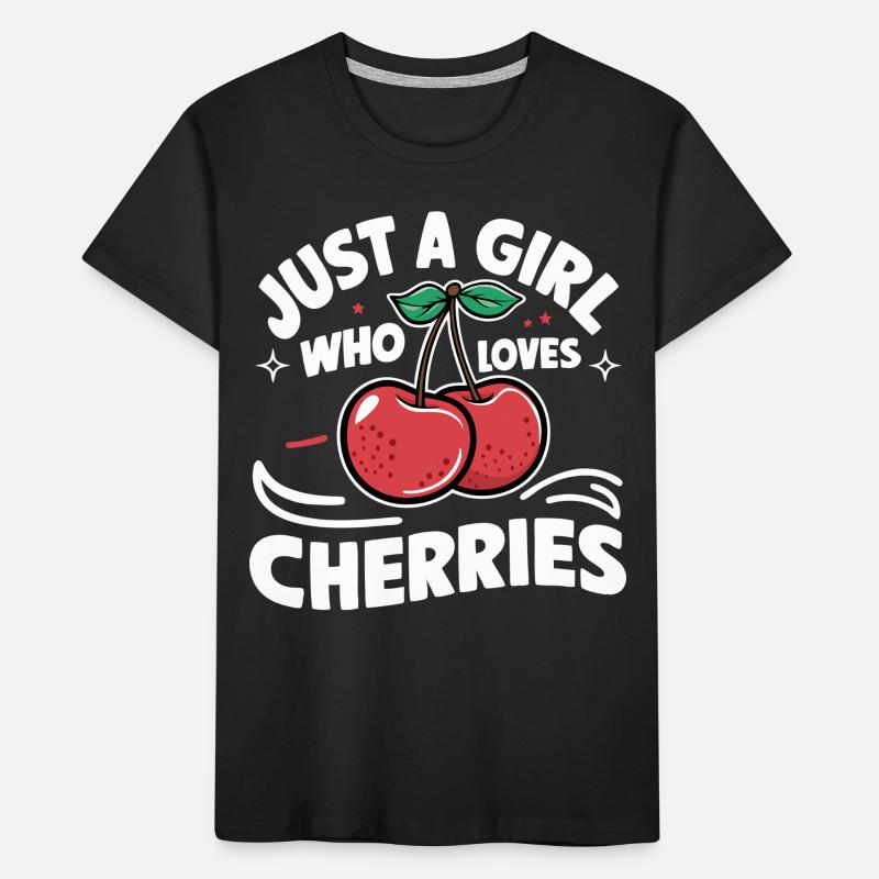 Kirsche Kirschen Früchte Essen Kinder Premium Bio T-Shirt