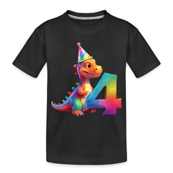 DINO 4 YEARS DINOSAUR 4TH BIRTHDAY - Kids' Premium Organic T-Shirt - black - Front