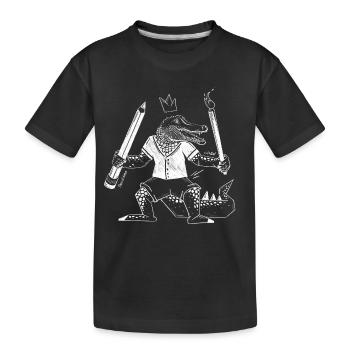 Creative crocodile with pen and brush - Kids' Premium Organic T-Shirt - black - Front