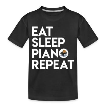 Manger sommeil répétition musique piano piano - T-shirt bio Premium Enfant - noir - Devant