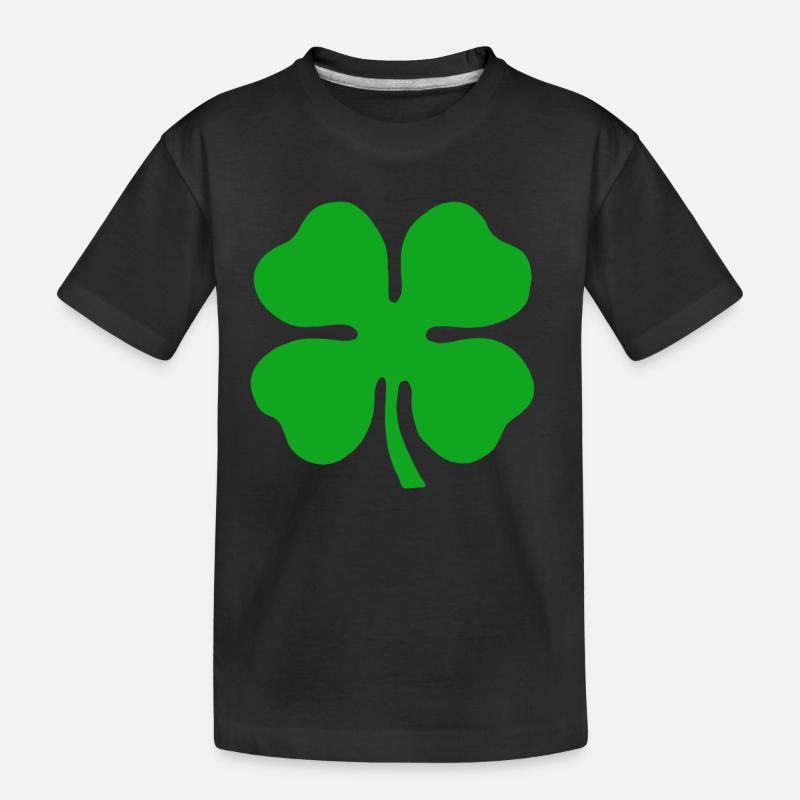 Vierblättriges Kleeblatt Glücksklee Neujahr Klee - Kinder Premium Bio T-Shirt - Schwarz