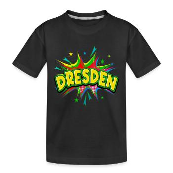 Dresde Allemagne Ville Pop Art Bande dessinée - T-shirt bio Premium Enfant - noir - Devant