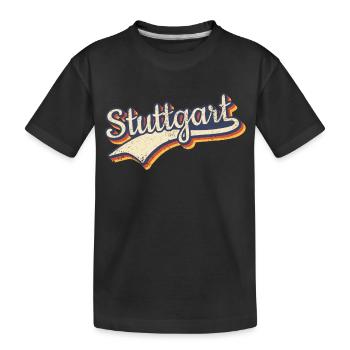 Deutschland Stuttgart Vintage Retro Typografie - Kinder Premium Bio T-Shirt - Schwarz - Vorne