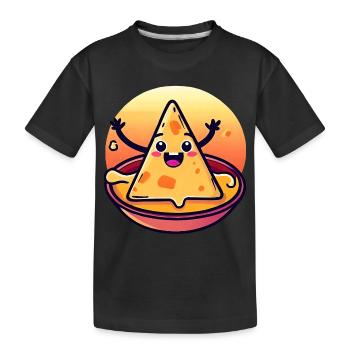 Chips de nacho dans un bain de fromage crémeux - T-shirt bio Premium Enfant - noir - Devant