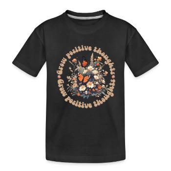 Laissez les pensées positives pousser des insectes de fleurs sauvages - T-shirt bio Premium Enfant - noir - Devant