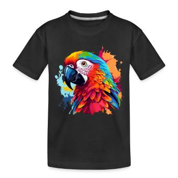 Bunter Papagei Farbkleckse - Kinder Premium Bio T-Shirt - Schwarz - Vorne
