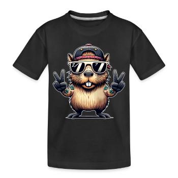 Signe de paix Capybara - T-shirt bio Premium Enfant - noir - Devant