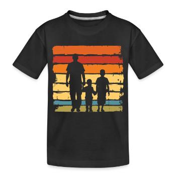 Vatertag Vater mit zwei Söhnen retro vintage - Kinder Premium Bio T-Shirt - Schwarz - Vorne