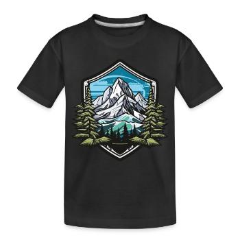 Berge Winter Wald Gipfel - Kinder Premium Bio T-Shirt - Schwarz - Vorne