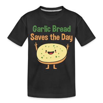 Brot Knoblauch - Kinder Premium Bio T-Shirt - Schwarz - Vorne