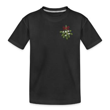 Embroidered mistletoe – romantic Christmas (printed) - Kids' Premium Organic T-Shirt - black - Front