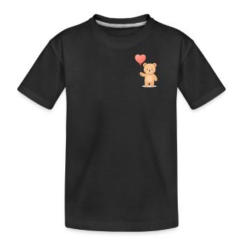 Tender Bear with Heart Balloon - Kids' Premium Organic T-Shirt - black - Front