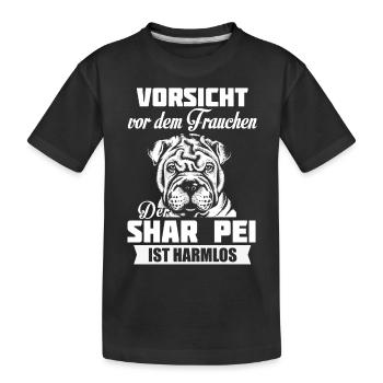 Vorsicht - Shar Pei - Kinder Premium Bio T-Shirt - Schwarz - Vorne
