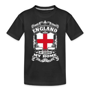 England - My country - My home - Kids' Premium Organic T-Shirt - black - Front