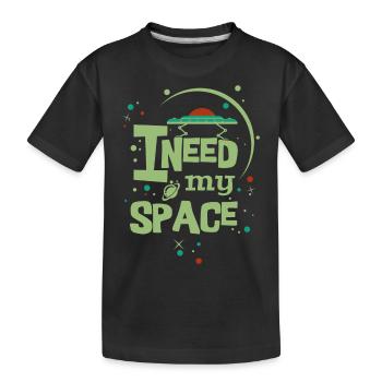 GREEN J'AI BESOIN D'ESPACE - soucoupes dictons chemise - T-shirt bio Premium Enfant - noir - Devant