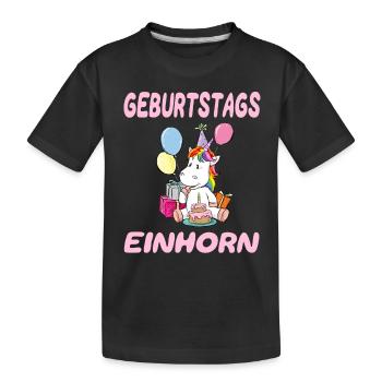 Trendy Einhorn Geburtstagsgeschenk Mädchen - Kinder Premium Bio T-Shirt - Schwarz - Vorne