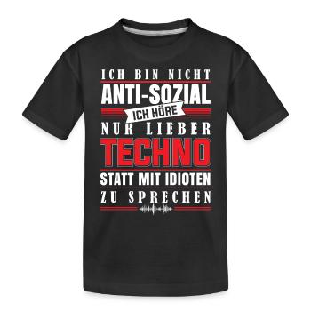 techno - Ich höre Techno - Kinder Premium Bio T-Shirt - Schwarz - Vorne