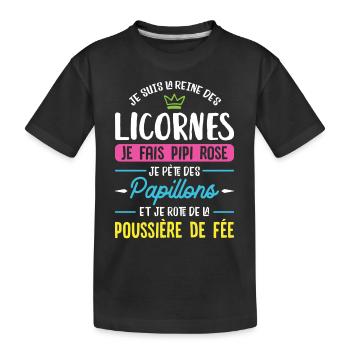 La reine des licornes - T-shirt bio Premium Enfant - noir - Devant