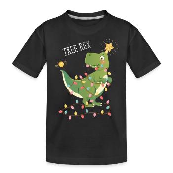 Tree Rex Dinosaurier Weihnachten Weihnachtsbaum - Kinder Premium Bio T-Shirt - Schwarz - Vorne