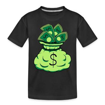 Geld Sack Scheine - Kinder Premium Bio T-Shirt - Schwarz - Vorne