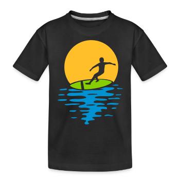Abend Sonne Surfer - Kinder Premium Bio T-Shirt - Schwarz - Vorne
