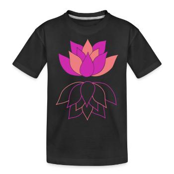 Lotus mit Spiegelbild - Kinder Premium Bio T-Shirt - Schwarz - Vorne