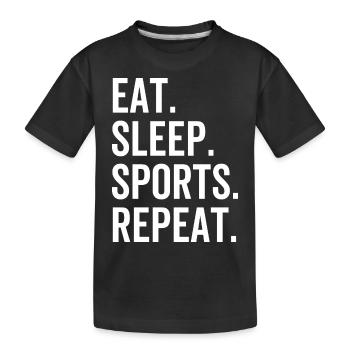 Essen Schlaf Sport wiederholen - Kinder Premium Bio T-Shirt - Schwarz - Vorne