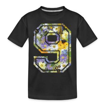 Numero 9 fleur, Équipe Foot, basket université - T-shirt bio Premium Enfant - noir - Devant