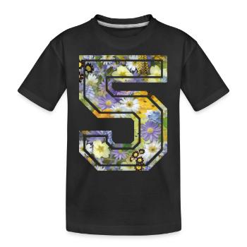 Numero 5 fleur, Équipe Foot, basket université - T-shirt bio Premium Enfant - noir - Devant