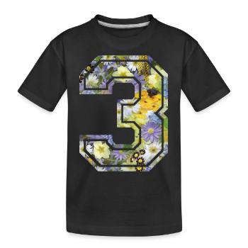 Numero 3 fleur, Équipe Foot, basket université - T-shirt bio Premium Enfant - noir - Devant