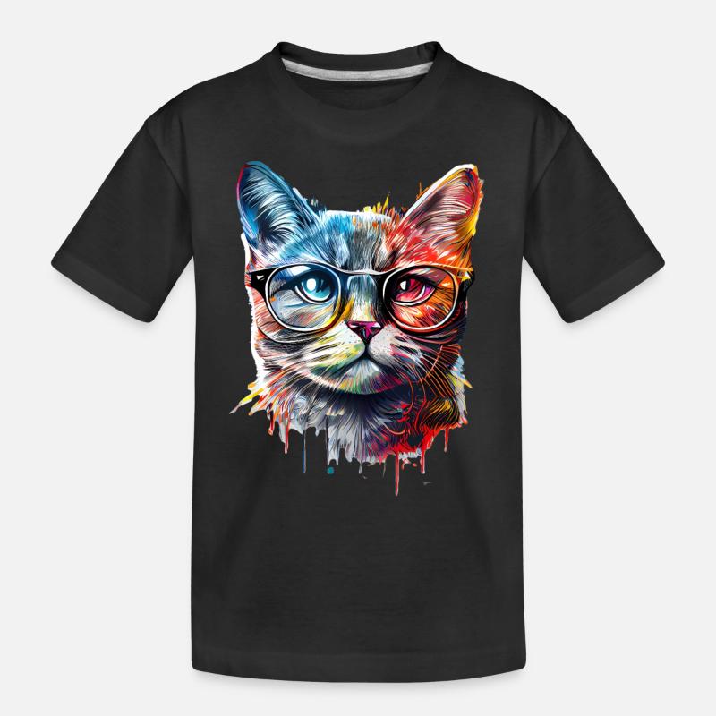 Chat coloré mignon - T-shirt bio Premium Enfant - noir