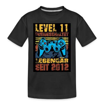 LEVEL 11, 11 Geburtstag, Legendär seit 2012 - Kinder Premium Bio T-Shirt - Schwarz - Vorne