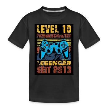 LEVEL 10, 10. Geburtstag, Legendär seit 2013 - Kinder Premium Bio T-Shirt - Schwarz - Vorne