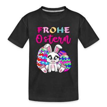 Frohe Ostern, süßes Osterhase, Ostereier Eier - Kinder Premium Bio T-Shirt - Schwarz - Vorne