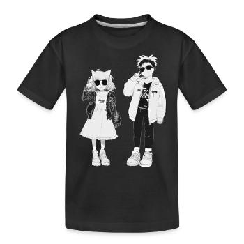 Japanische Coolness in Schwarz-Weiß - Kinder Premium Bio T-Shirt - Schwarz - Vorne
