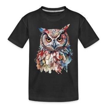 Enchanting Magic Owl Watercolor Colorful Animal Bird - Kids' Premium Organic T-Shirt - black - Front