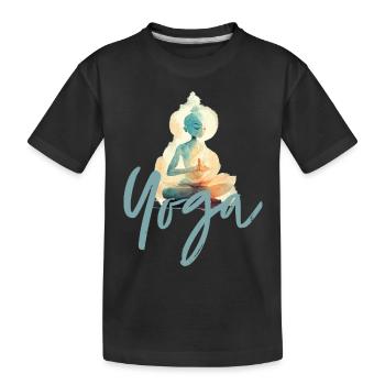 Yoga Typo Illu2 - T-shirt bio Premium Enfant - noir - Devant