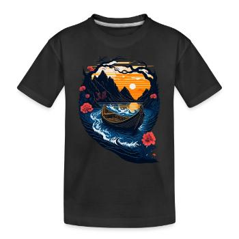 Amazing landscape illustration - Kids' Premium Organic T-Shirt - black - Front