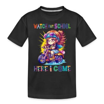 Attention à l’école - me voilà / Steampunk girl - T-shirt bio Premium Enfant - noir - Devant