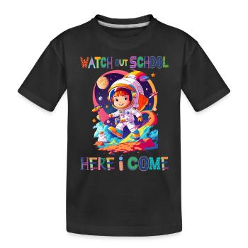 Attention à l’école - me voilà / Garçon astronaute - T-shirt bio Premium Enfant - noir - Devant