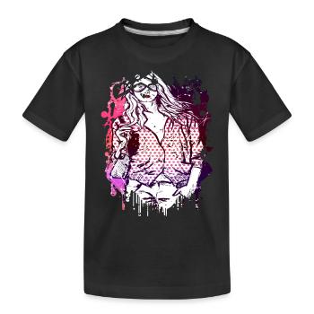Beautiful female face paint art colorful woman - Kids' Premium Organic T-Shirt - black - Front