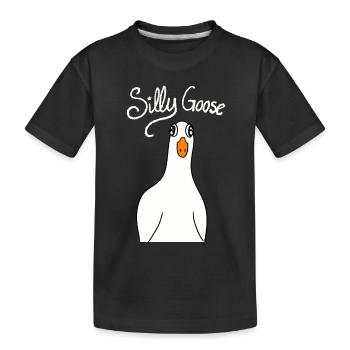Silly Goose white lettering - Kids' Premium Organic T-Shirt - black - Front