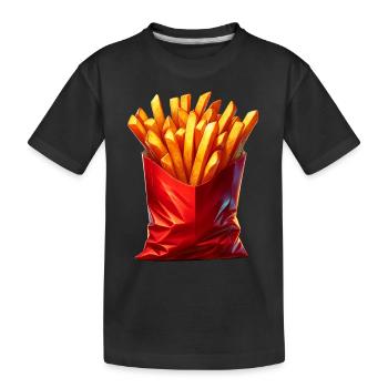 French fries - Kids' Premium Organic T-Shirt - black - Front