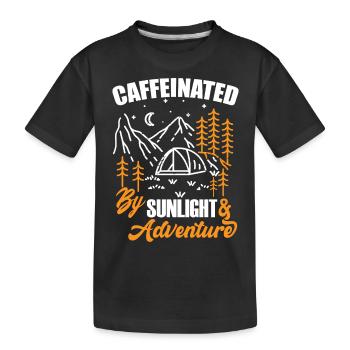Caféiné par la lumière du soleil et l’aventure - T-shirt bio Premium Enfant - noir - Devant
